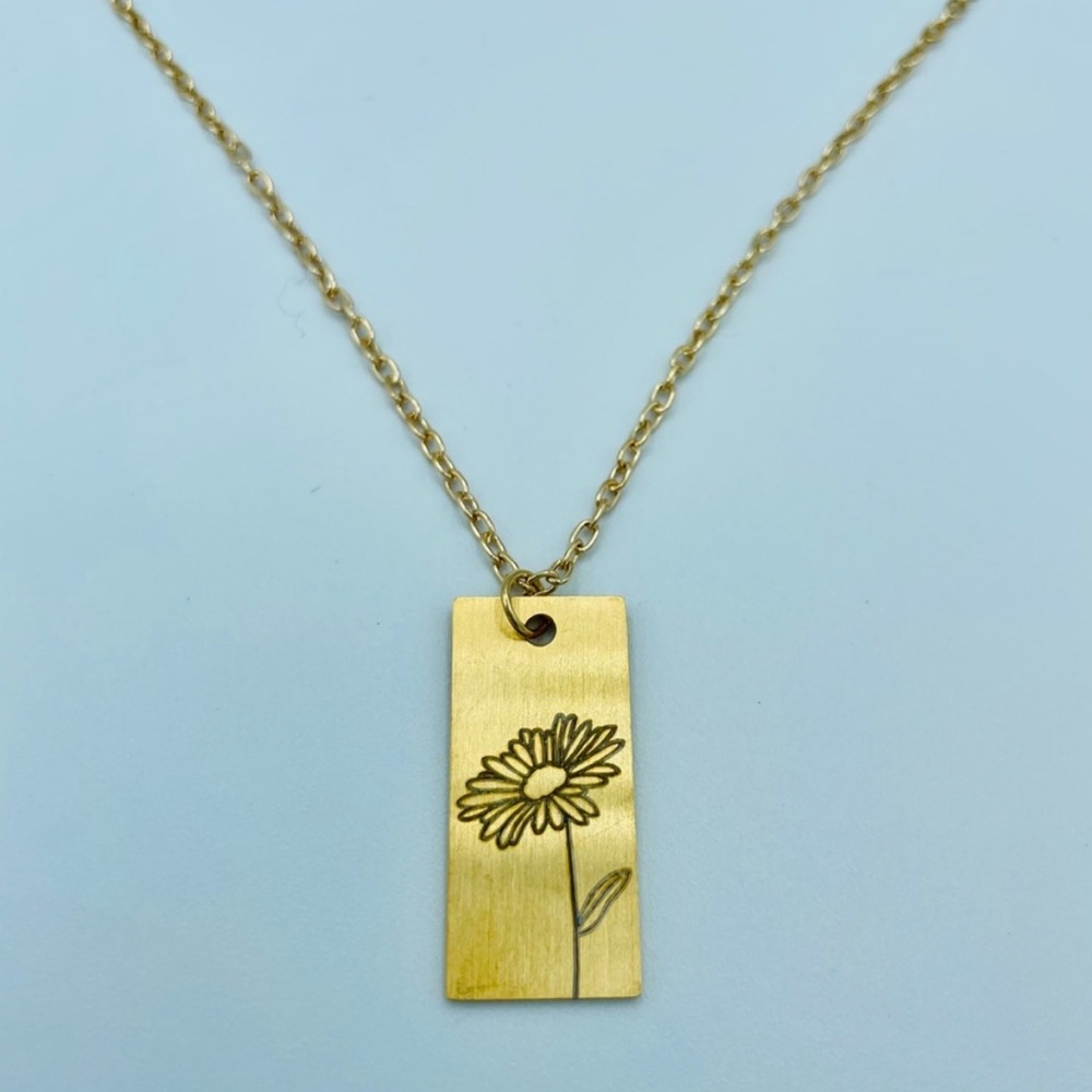 Gold Flower Daisy Gold Stainless Steel Necklace